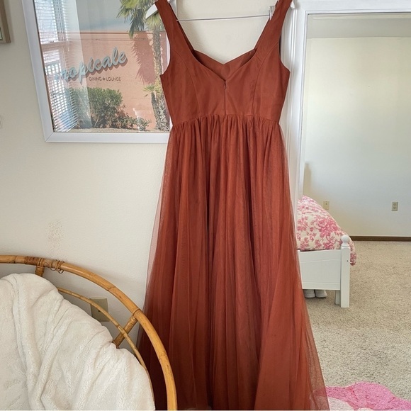 Revelry Madeline Rust Tulle Maxi Dress - Picture 10 of 12